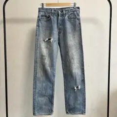 80s USA製 リーバイス501 内股シングル ハチマル 脇割りW29 襤褸