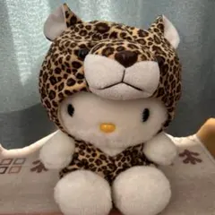 【レトロ】ハローキティ　ヒョウ柄ぬいぐるみ