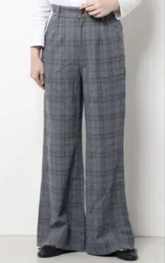美品Afends Y2Kチェック柄ロングパンツ グレー 美ライン