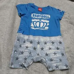 BABYDOLL ロンパース 青 王冠 星柄 80cm 夏