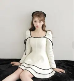 Mme eme Ribbon trim tweed mini onepiece - メルカリ