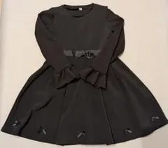【美品】 黒色の長袖フリル＆ワンピース　120cm