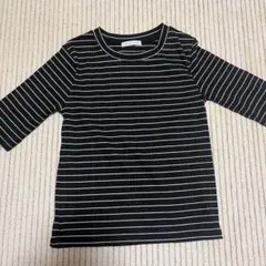 LOWRYS FARM 半袖 ボーダー　五分袖シャツ　ブラック　ホワイト　M