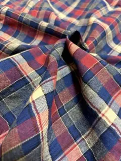 在庫処分　ふんわりネイビーチェック　先染め　幅103㎝　1m80㎝