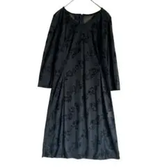 ルイシャンタン 総柄 シフォンワンピース 黒 38 M ワールドのサムネイル
