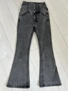 WEGO ハイウエスト グレーブーツカットデニム S