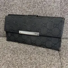 GUCCI グッチ 長財布 GGキャンバス ダークグレー系