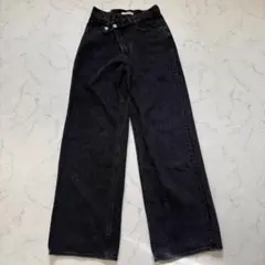 MOUSSY クロスウエスト ワイドデニムパンツ