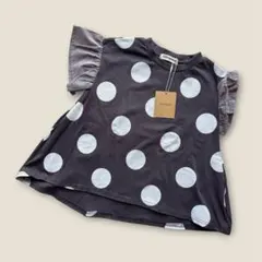 新品　Gémeaux ドット柄 フリル袖 アシメトリーTシャツ　110センチのサムネイル