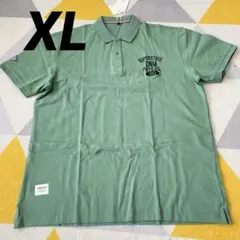 ポロシャツ XL グリーン 半袖 刺繍 アメカジ メンズ 緑 ボタン スリットのサムネイル