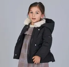 プティマイン 中綿ジャケット 80 フード付き バックフリル