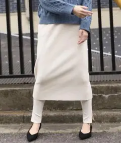 lowrysfarm ヘンケイワッフルカットスカート M リブスカート