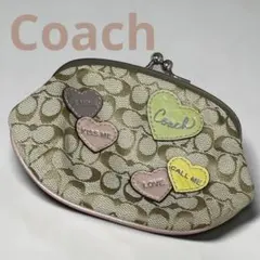 COACH がま口ポーチ ハート 可愛い シグネチャー