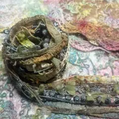 【107】手染め引き揃え糸 1.5m巻き ブレードリボン レース