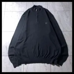 00s CHAPS カシミヤ混 ハーフジップ コットンニット　黒 ラルフローレン