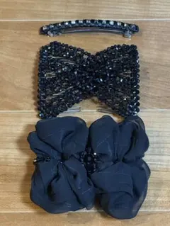 ビーズ装飾リボン型ヘアアクセサリーセット