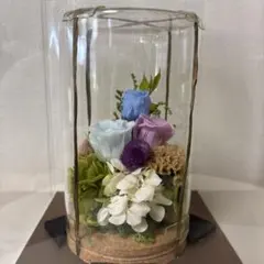 ブリザードフラワー　薔薇　紫陽花　千日紅 ガラスのケース入り