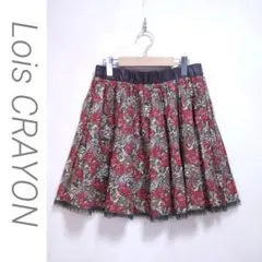 美品　Lois CRAYON 花柄フレアスカート　ウエストゴム　バラ柄/D123のサムネイル