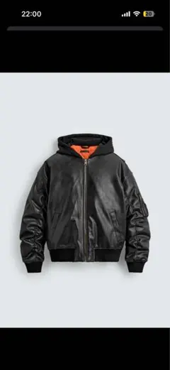 ZARA コントラストフード付きフェイクレザー ジャケット　Sサイズ