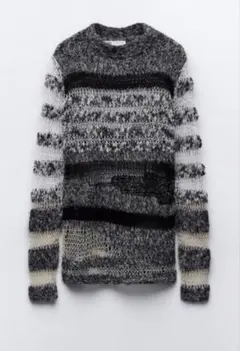 ZARA ザラ コントラストジャガードセーター　 ニット トップス 長袖