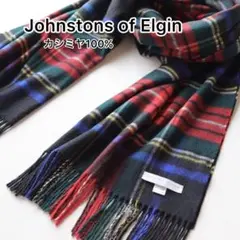 5385【極美品】ジョンストンズ　大判ストール カシミヤ100％　チェック