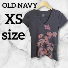 OLD NAVY 【XS】 フラワープリント Tシャツ 大人カジュアル 黒 レア