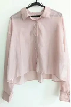 ローリーズファーム　シアーシャツ　ショート丈　ピンク