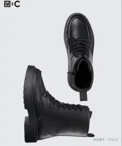 【美品】ユニクロC レースアップショートブーツ 24.5cm ブラック