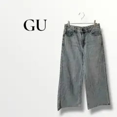 GU ジーユー　ジーンズ　ワイド　ストレートデニム　L レディース