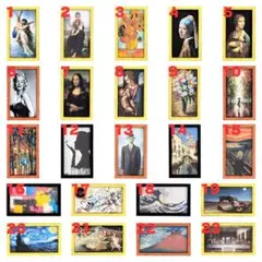 ミニチュア 絵画 4枚セット ドールハウス 額縁 マグネットにも！