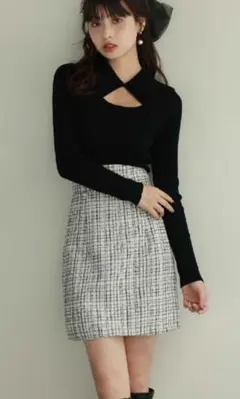 <専用>セゾンドパピヨン カットアウト襟付きニットプルオーバー