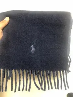 ラルフローレン　マフラー　ネイビー×ライトブルーグレー