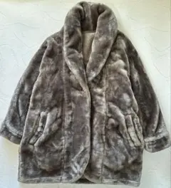 ベルメゾン あったかなめらかなガウンジャケット 着る毛布 グレー ルームウェア