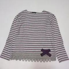 150★べべ★リボン付き！裾かぎ編みレースＴシャツ★のサムネイル