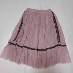 120★メゾピアノ★リボン＆レース付き！チュールスカート★