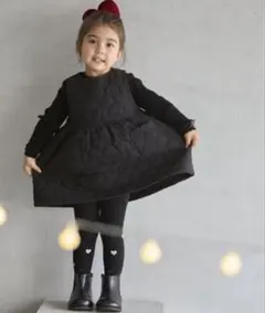 プティマイン　【リンク】ハートキルティングジャンスカ(キッズ) ブラック