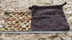 巾着袋 くまさん柄と花柄 2点セット ハンドメイド