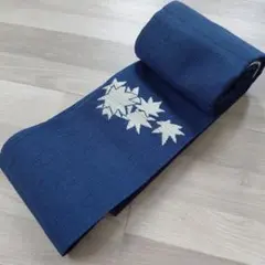 半幅帯 半巾帯 小袋帯 　浴衣帯　麻　ポリエステル　紅葉模様　アンティーク