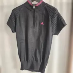 adidasゴルフ レディース　ハーフジップ半袖ニット Mサイズ