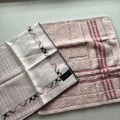 BURBERRY バーバリーチェック柄 大判ハンカチ&ウォッシュタオル　セット