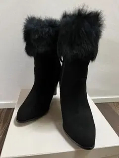 Carino ショートブーツ　スエード　ラビットファー　23cm