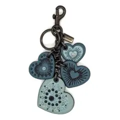 Coach Heart Motif Key Ring Blue