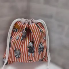 動物柄　ストライプ　コップ袋