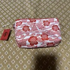 沖縄琉球　シーサーとハイビスカス柄ポーチ