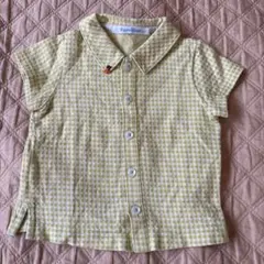 familiar シャツ 70サイズ 黄緑チェック