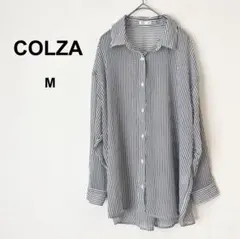 コルザ ハニーズ 長袖シャツ シアー ストライプ ネイビー白 羽織り 春夏 M