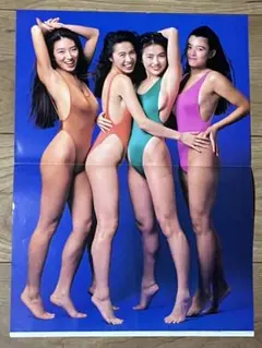 ★CCガールズ青田典子原田徳子藤森夕子藤原理恵両面ポスター昭和★