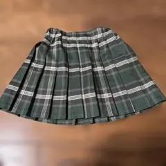 緑と白のチェック プリーツミニスカート