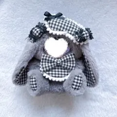 ハンドメイド おすわりぬい服 着ぐるみ 11cm-13cm グレー 黒