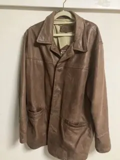 【北欧ヴィンテージ】Hollies リアルレザー ハーフコート XXL 茶色